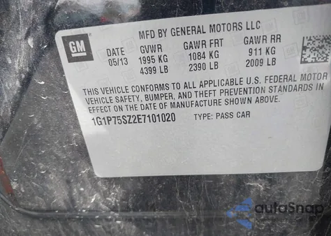 2014 Chevrolet Cruze from USA, damaged, VIN 1G1P75SZ2E7101020